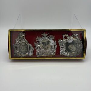 Gorham A Holiday Tradition 3-Piece Photo Ornament Set Silverplated Ornaments